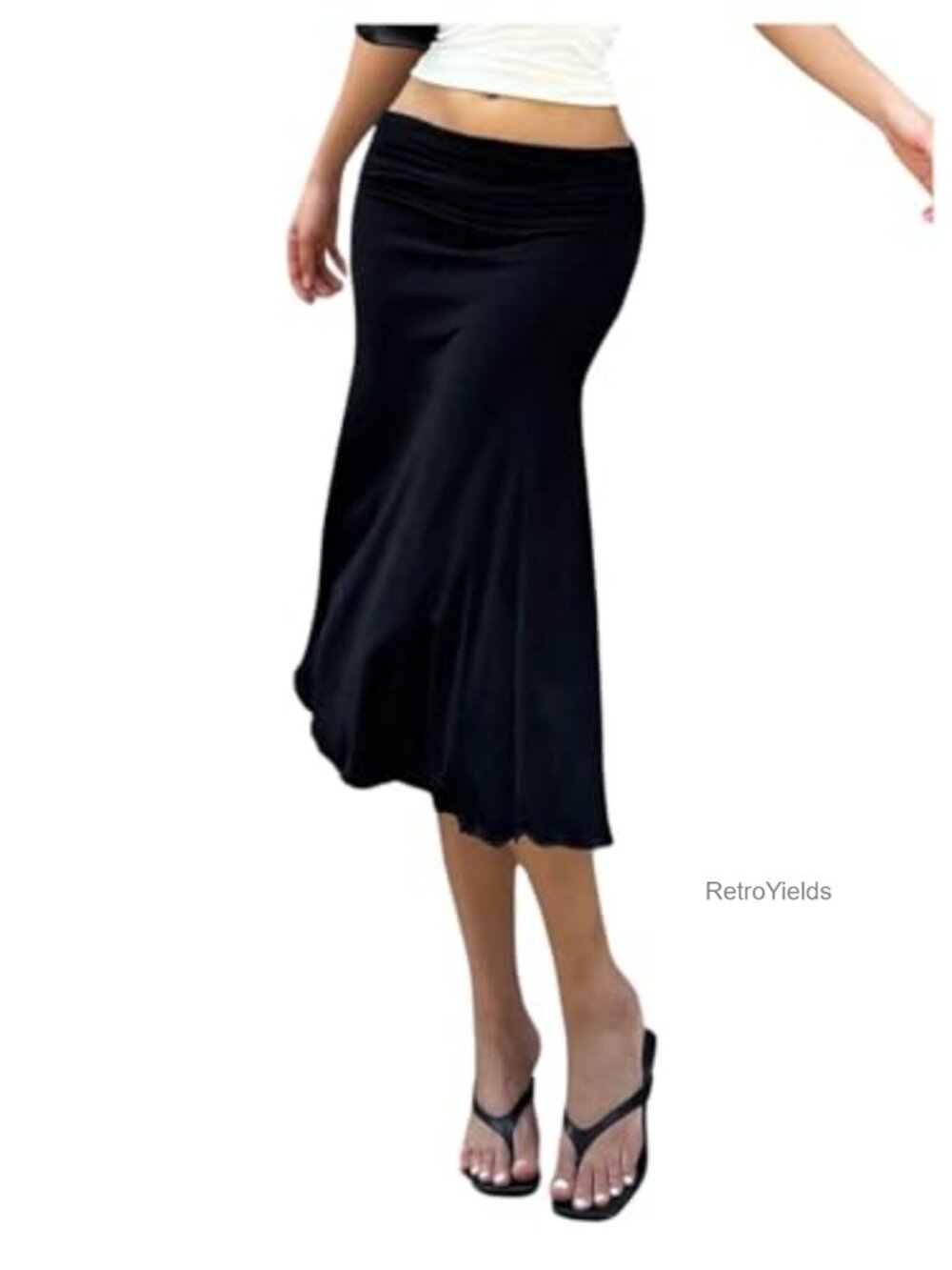 Fishtail Bodycon Midi Skirt Stretchy Elegant Date Night